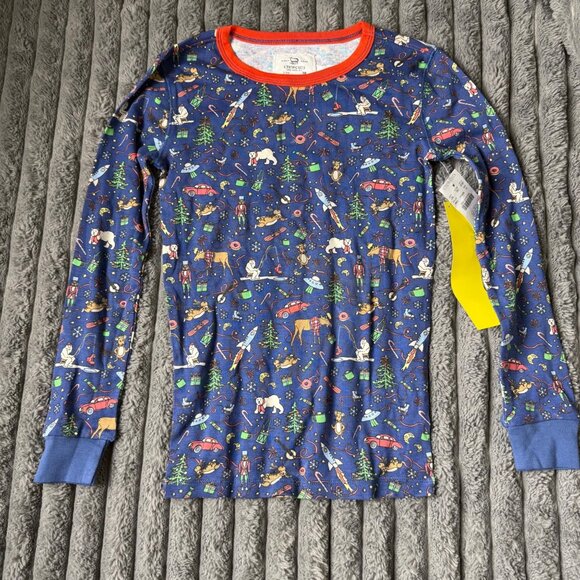 NWT J. Crew crewcuts Navy Winter Print Kids Pajama Set Size 10 - Picture 2 of 8
